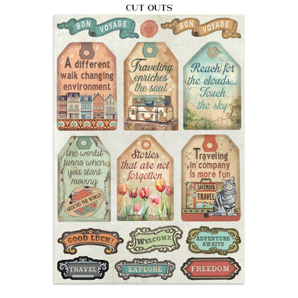 Junk journal stickers, cut-outs, backgrounds - Art of Travelling 