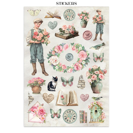 Printed Art Junk journal: stickers, cut-outs, backgrounds for Art and Craft - House of Roses