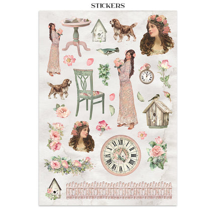 Printed Art Junk journal: stickers, cut-outs, backgrounds for Art and Craft - House of Roses