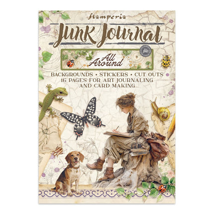 Printed art junk journal: stickers, cut-outs, backgrounds for art and craft - All Around