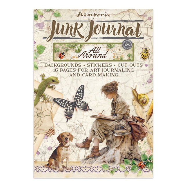 Printed art junk journal: stickers, cut-outs, backgrounds for art and craft - All Around