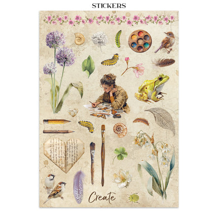 Printed art junk journal: stickers, cut-outs, backgrounds for art and craft - All Around