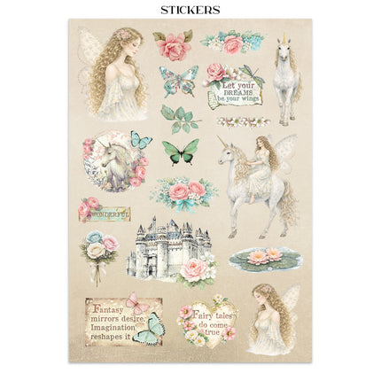 Printed art junk journal: stickers, cut-outs, backgrounds for art and craft - Wonderland