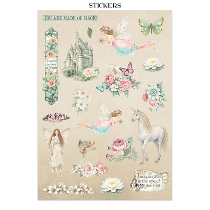 Printed art junk journal: stickers, cut-outs, backgrounds for art and craft - Wonderland