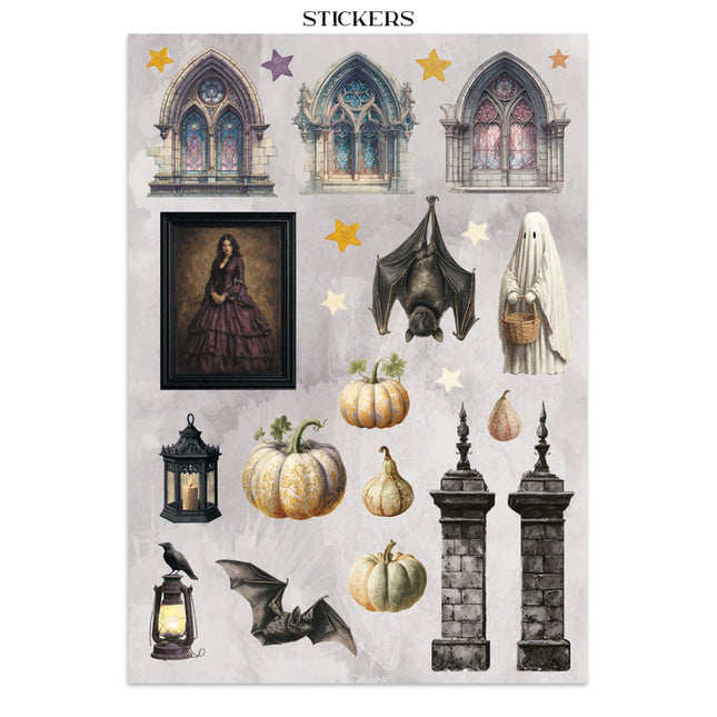 Printed Art Junk journal: stickers, cut-outs, backgrounds for Art and Craft - Halloween