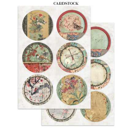 Printed Art Junk journal: stickers, cut-outs, backgrounds for Art and Craft - Oriental Garden