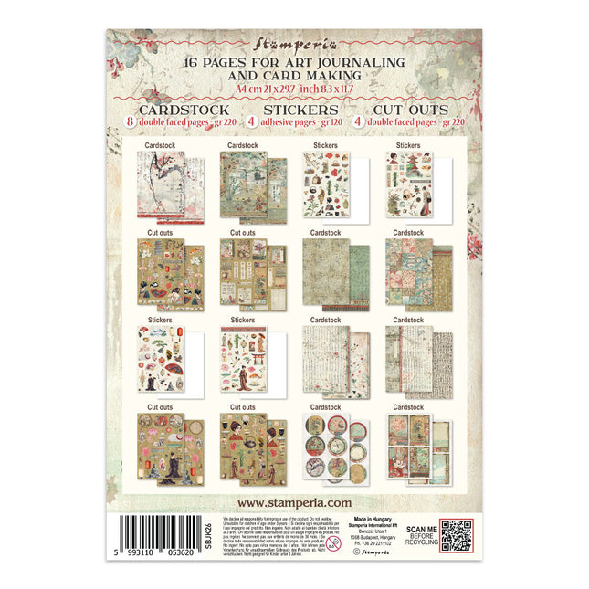 Printed Art Junk journal: stickers, cut-outs, backgrounds for Art and Craft - Oriental Garden