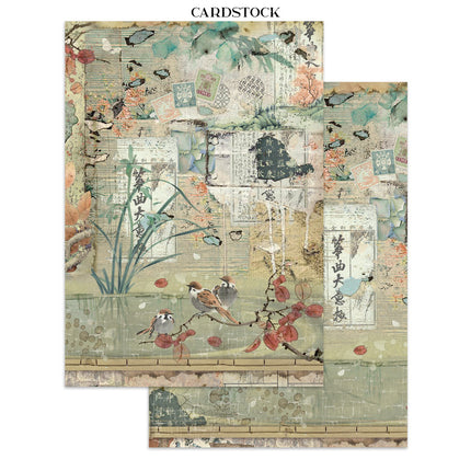 Printed Art Junk journal: stickers, cut-outs, backgrounds for Art and Craft - Oriental Garden