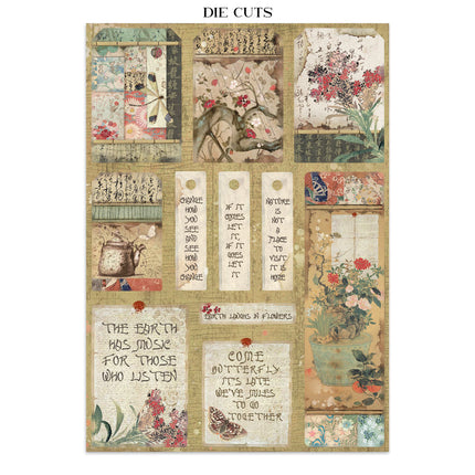 Printed Art Junk journal: stickers, cut-outs, backgrounds for Art and Craft - Oriental Garden