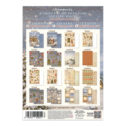 Printed Art Junk journal: stickers, cut-outs, backgrounds for Art and Craft - Silent Night 