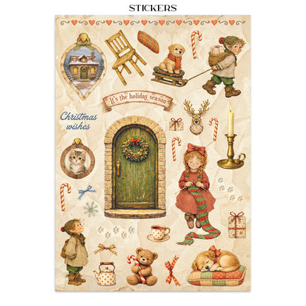Printed Art Junk journal: stickers, cut-outs, backgrounds for Art and Craft - Silent Night 
