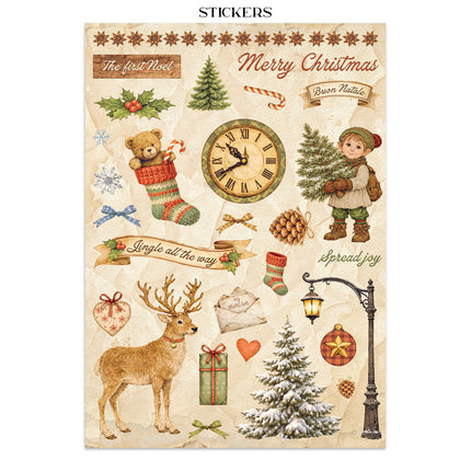 Printed Art Junk journal: stickers, cut-outs, backgrounds for Art and Craft - Silent Night 