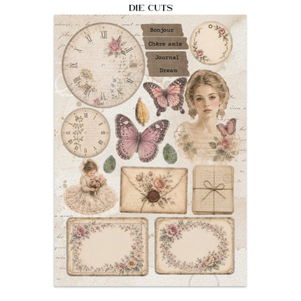 Printed Art Junk journal: stickers, cut-outs, backgrounds for Art and Craft - Flowers and Poems