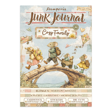 Printed Art Junk journal: stickers, cut-outs, backgrounds for Art and Craft - Cozy Family
