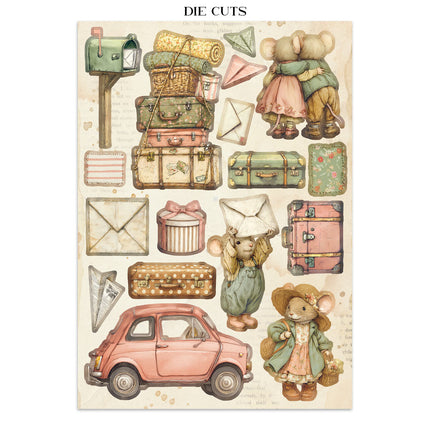 Printed Art Junk journal: stickers, cut-outs, backgrounds for Art and Craft - Cozy Family