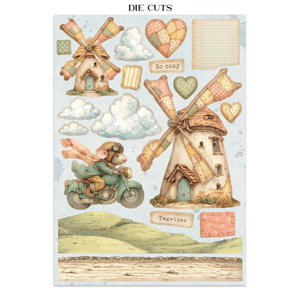 Printed Art Junk journal: stickers, cut-outs, backgrounds for Art and Craft - Cozy Family
