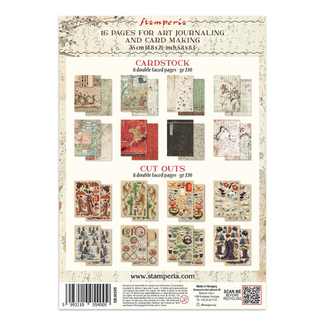 Printed Art Junk Journal Focus Points for Art and Craft A5 - Oriental Garden 