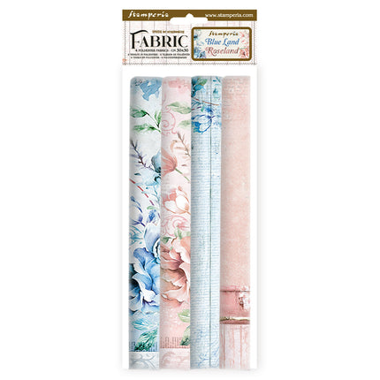 Pack 4 sheets fabric cm 30x30 - Blue and Roseland