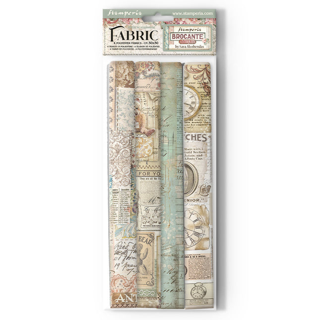Pack of 4 fabric sheets 30x30 cm - Brocante Antiques