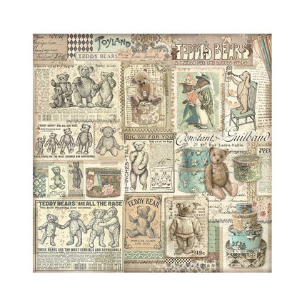 Pack of 4 fabric sheets 30x30 cm - Brocante Antiques