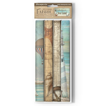 Pack of 4 fabric sheets 30x30 cm - Sea Land