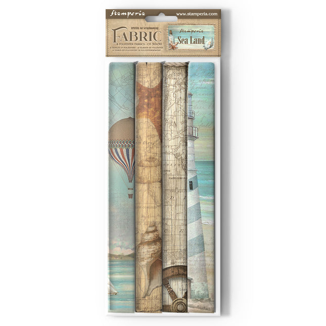 Pack of 4 fabric sheets 30x30 cm - Sea Land
