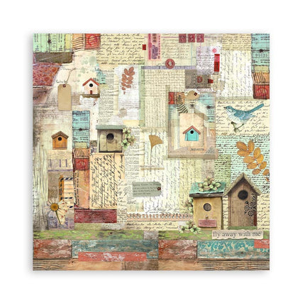 Pack of 4 fabric sheets 30x30 cm - Garden