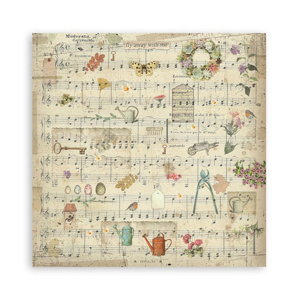 Pack of 4 fabric sheets 30x30 cm - Garden