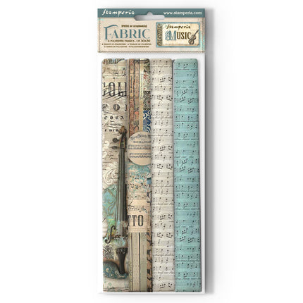 Pack of 4 fabric sheets 30x30 cm - Music