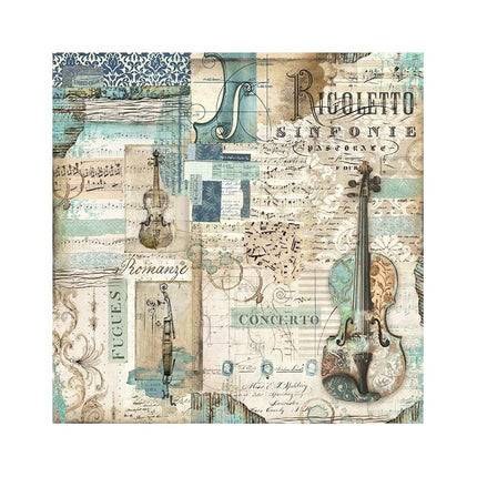 Pack of 4 fabric sheets 30x30 cm - Music