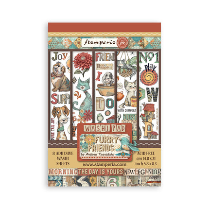 Washi pad 8 sheets A5 - Furry Friends