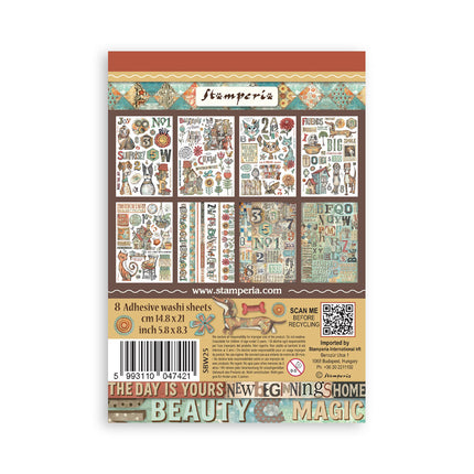 Washi pad 8 sheets A5 - Furry Friends