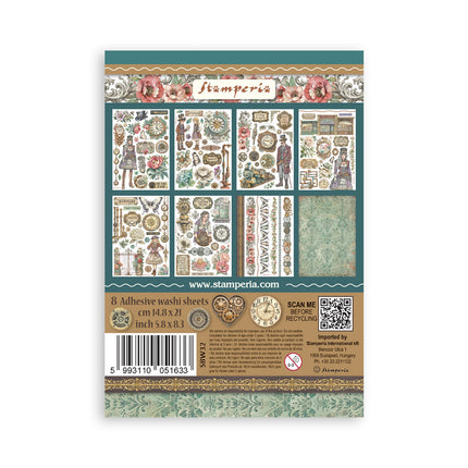 Printed Washi pad for Art and Craft A5 8 sheets - Gardens of Time