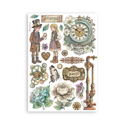 Printed Washi pad for Art and Craft A5 8 sheets - Gardens of Time