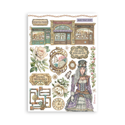 Printed Washi pad for Art and Craft A5 8 sheets - Gardens of Time
