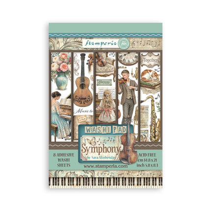 Printed Washi pad for Art and Craft A5 8 sheets - Symphony