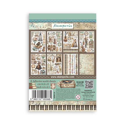 Printed Washi pad for Art and Craft A5 8 sheets - Symphony