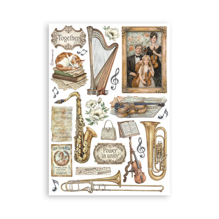 Printed Washi pad for Art and Craft A5 8 sheets - Symphony