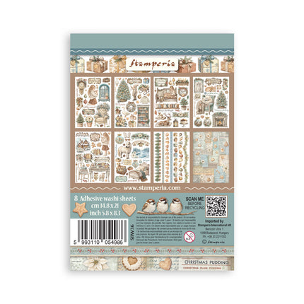 Printed Washi pad for Art and Craft A5 8 sheets - White Christmas