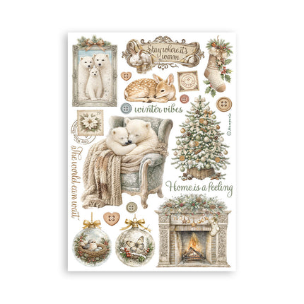 Printed Washi pad for Art and Craft A5 8 sheets - White Christmas
