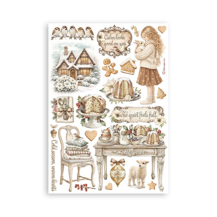 Printed Washi pad for Art and Craft A5 8 sheets - White Christmas