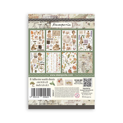 Printed Washi pad for Art and Craft A5 8 sheets - Flowers and Poems