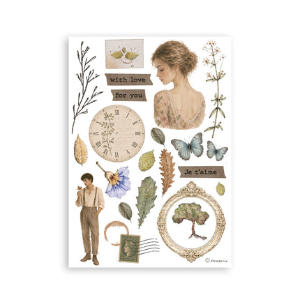 Printed Washi pad for Art and Craft A5 8 sheets - Flowers and Poems