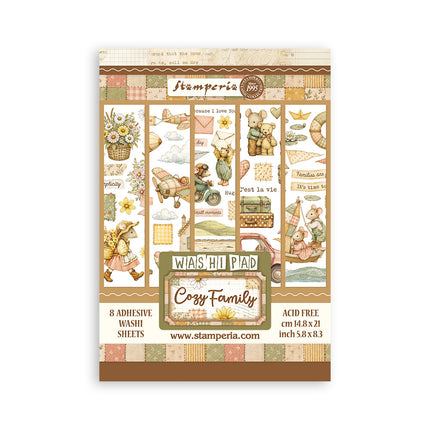 Printed Washi pad for Art and Craft A5 8 sheets - Cozy Family