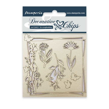Decorative chips cm. 9,5x9,5 Flowers and butterfly