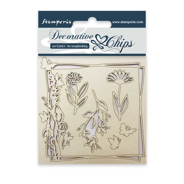 Decorative chips cm. 9,5x9,5 Flowers and butterfly