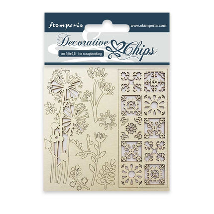 Decorative chips cm. 9,5x9,5 Flowers and tale