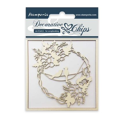 Decorative chips cm. 9,5x9,5 Garland with birds