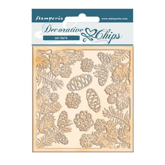 Decorative chips cm 14x14 - Romantic Christmas pinecones
