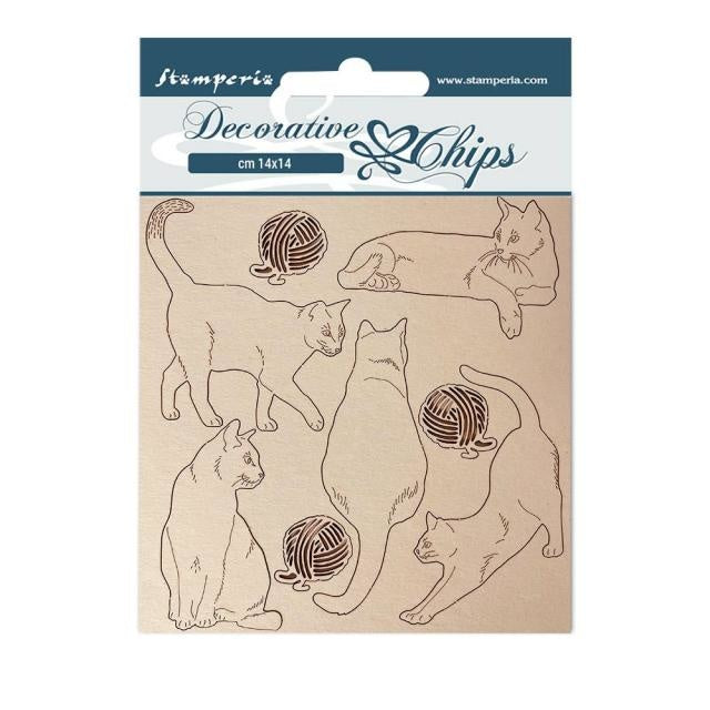 Decorative chips cm 14x14 - Provence cats with wool balls